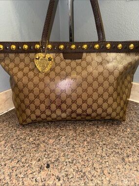 Gucci GG coated Canvas Tote with branded Heart Charm